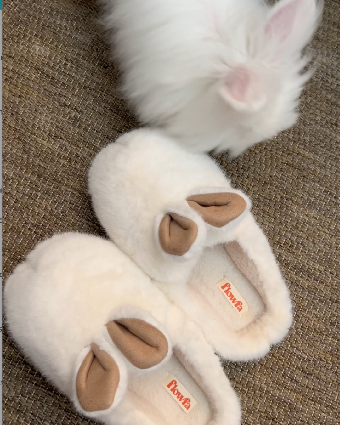 Flowfa Rabbit | Pantufa feminina de coelhinho em pelúcia